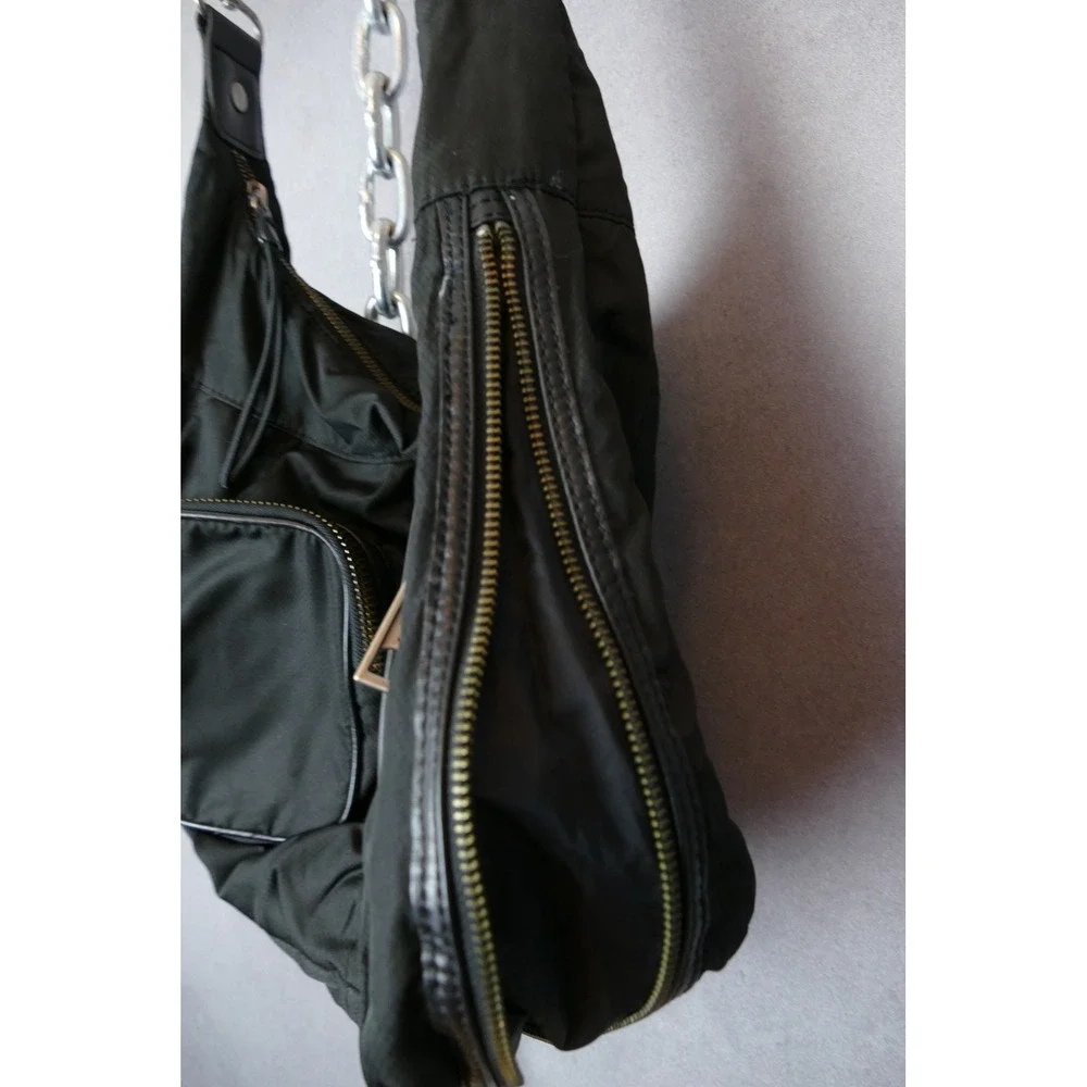 LAMB Gwen Stefani Black Nylon Hobo Bag with Braided‎ Handle